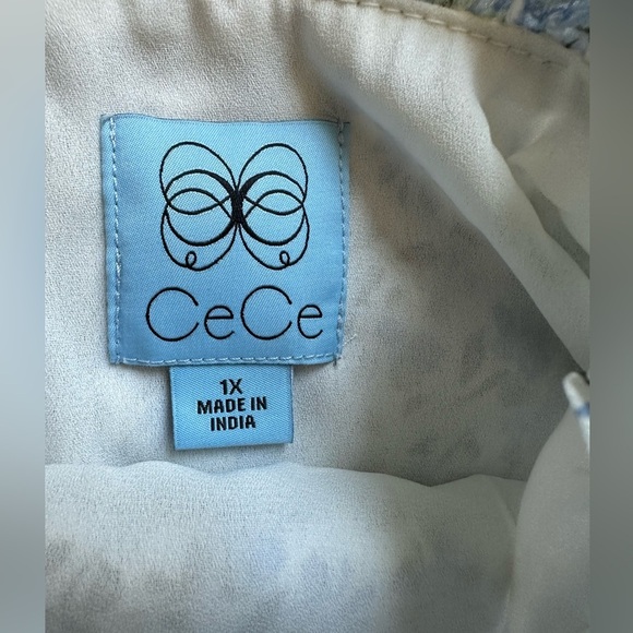 CeCe Smocked-Waist Cottage Core Midi Dress  1X New Ivory Blue Green 
Retail $129 - Picture 7 of 8